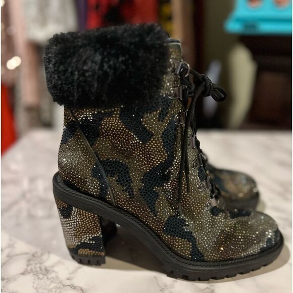 Jessica Simpson Deliah Womens Rhinestone Round Toe Ankle Boots - Picture 2 of 11